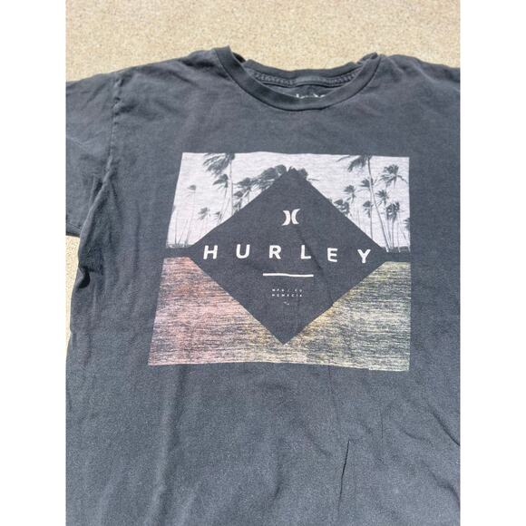 Hurley Top Men Size Small Black Graphic Short Sleeve Crewneck Tee Shirt Casual - Picture 4 of 5